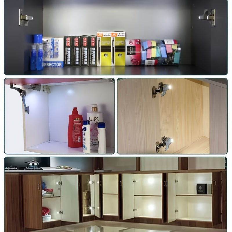 12x Lumières LED pour Charnière de Meuble – Éclairage Automatique d’Armoire – Blanc Chaud – Cuisine, Placard, Dressing – Facile à Installer