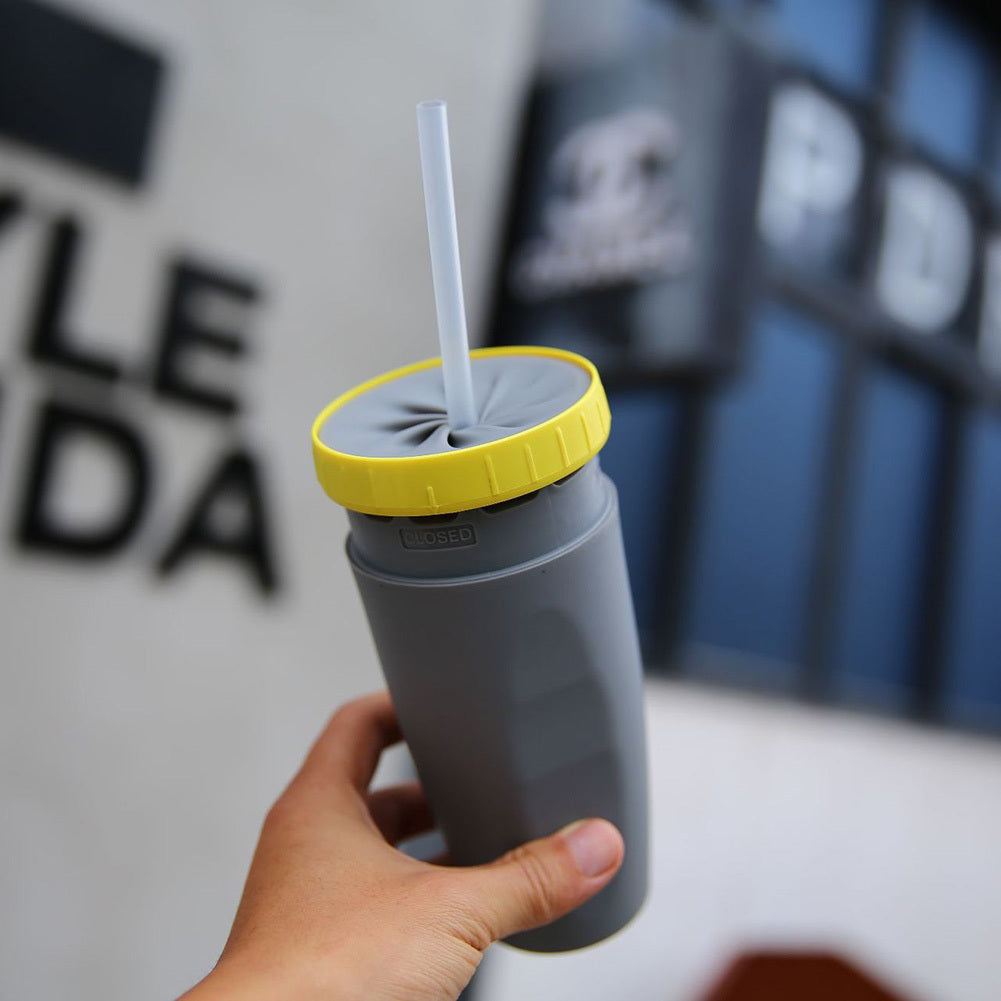 Gobelet Isotherme Portable avec Paille – Sans Couvercle, Anti-Fuite, Idéal Voyage & Quotidien