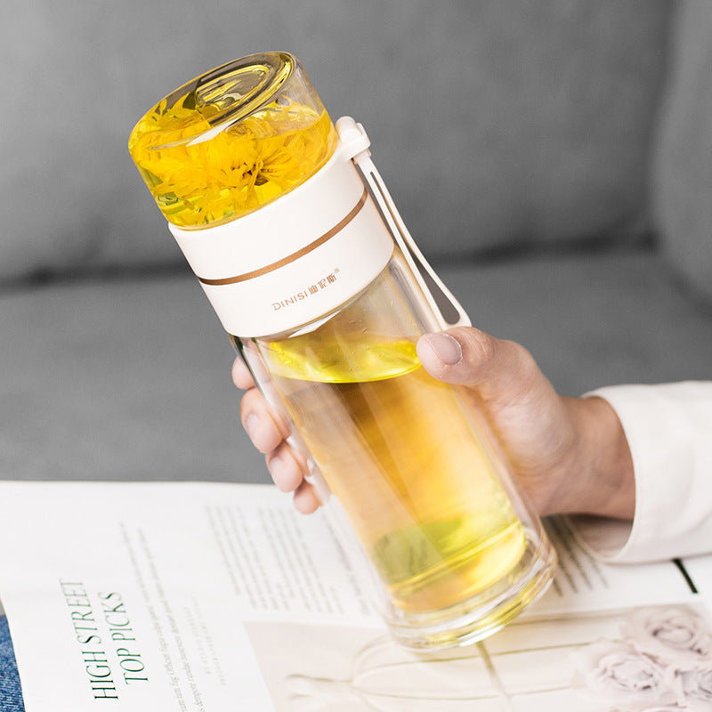 Bouteille en Verre Double Paroi avec Infuseur – Élégante & Pratique