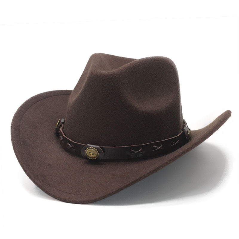 New European And American Style Western Cowboy Cross-border Autumn And Winter Woolen Jazz Men And Women