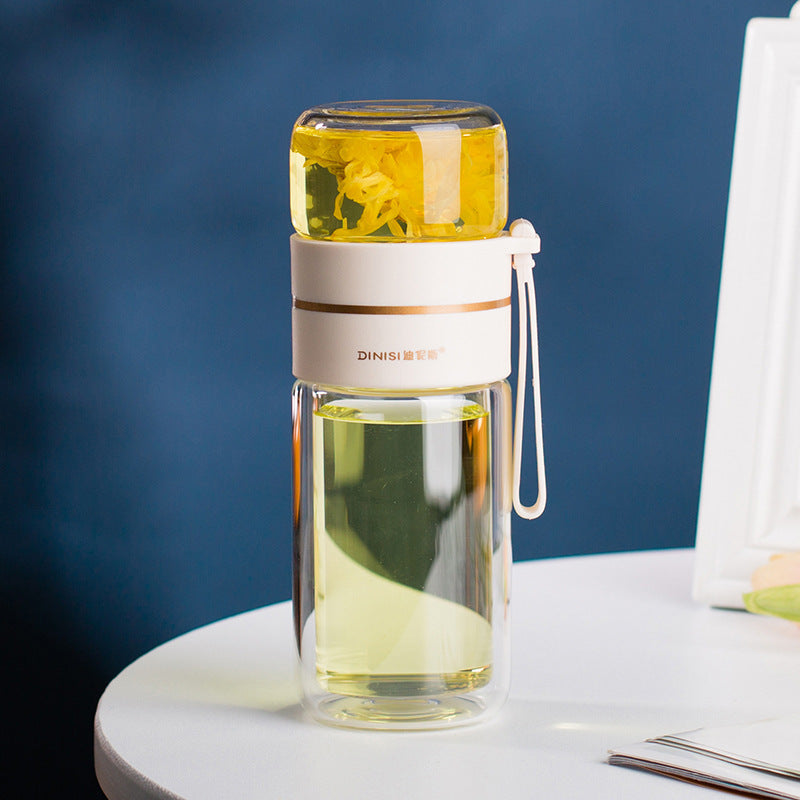 Bouteille en Verre Double Paroi avec Infuseur – Élégante & Pratique