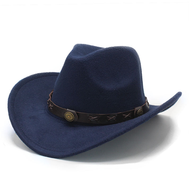 New European And American Style Western Cowboy Cross-border Autumn And Winter Woolen Jazz Men And Women
