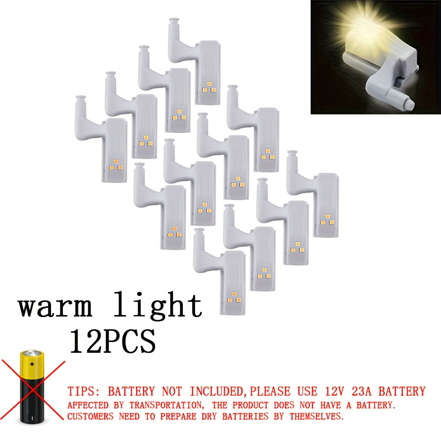 12x Lumières LED pour Charnière de Meuble – Éclairage Automatique d’Armoire – Blanc Chaud – Cuisine, Placard, Dressing – Facile à Installer