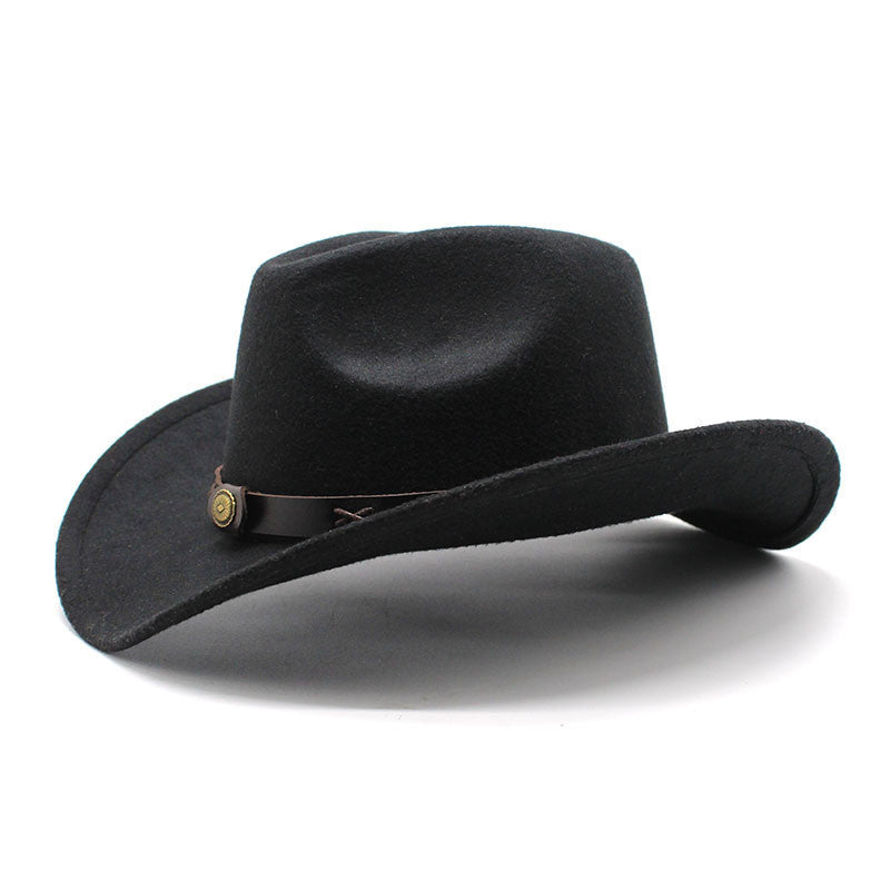 New European And American Style Western Cowboy Cross-border Autumn And Winter Woolen Jazz Men And Women