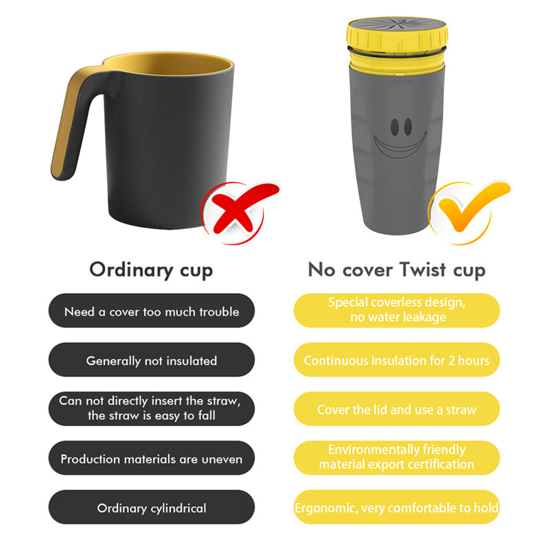 Gobelet Isotherme Portable avec Paille – Sans Couvercle, Anti-Fuite, Idéal Voyage & Quotidien