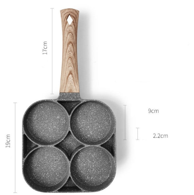 Poêle Multifonction 4 Trous – Antiadhésive pour Burgers, Œufs & Pancakes