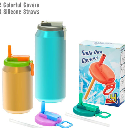 Couvercle magique en silicone avec paille – Transformez vos canettes