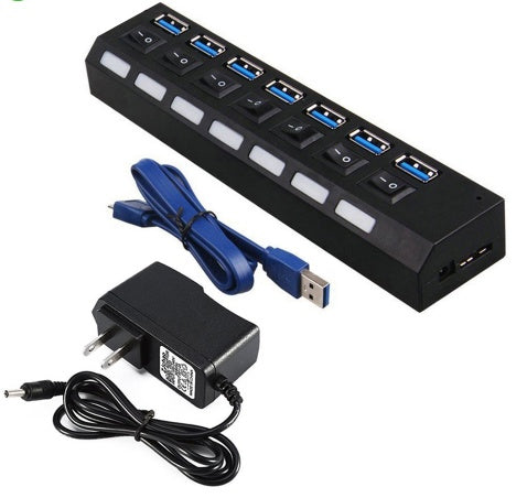 Hub USB 7 ports 3.0 haute vitesse avec alimentation