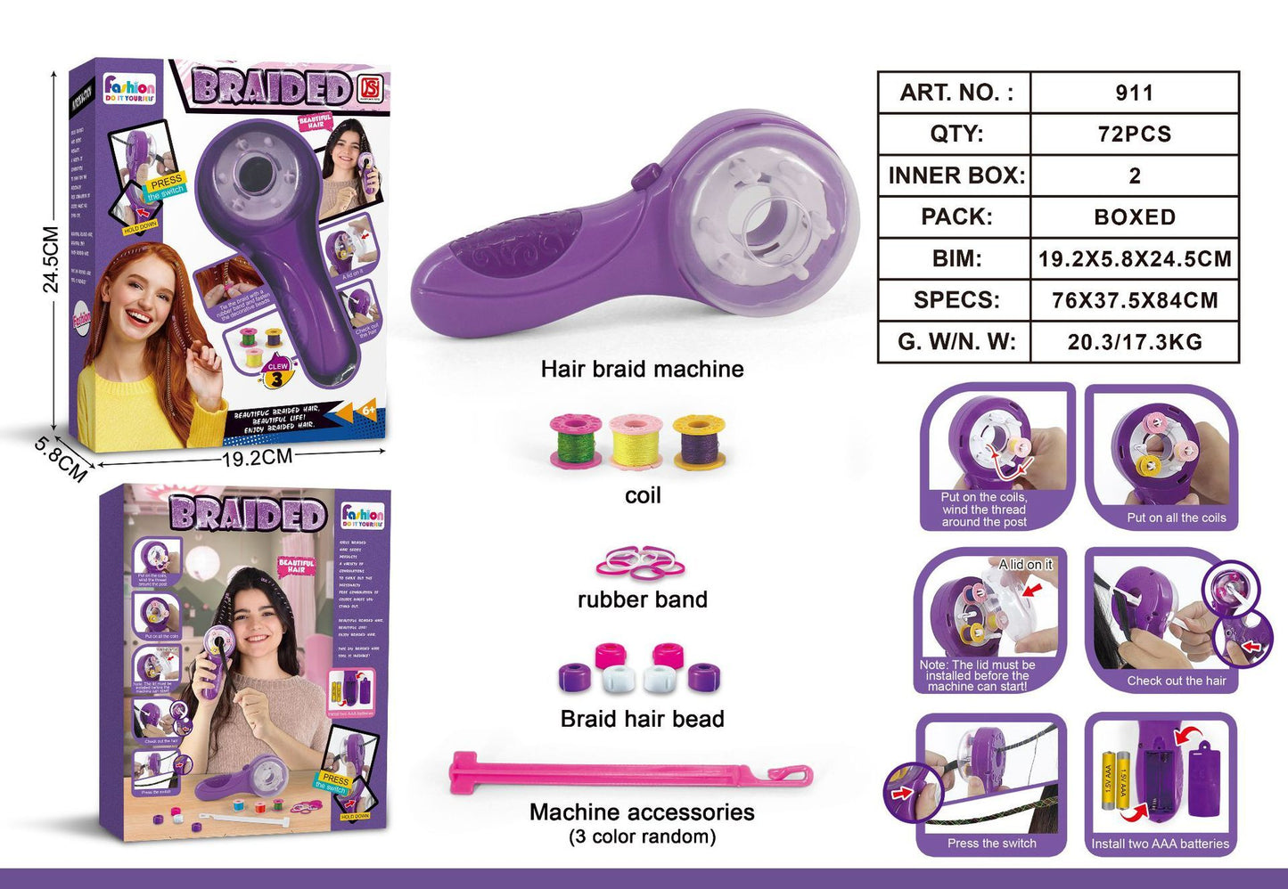 Kit coiffure tresse magique – Amuse-toi à créer des styles fun !