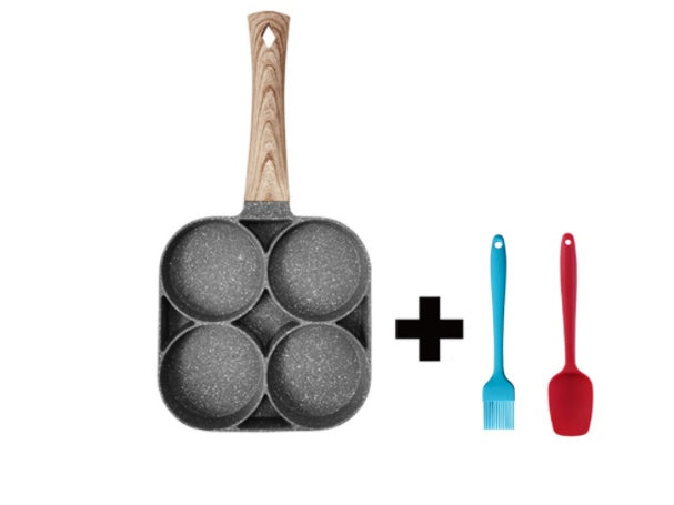 Poêle Multifonction 4 Trous – Antiadhésive pour Burgers, Œufs & Pancakes