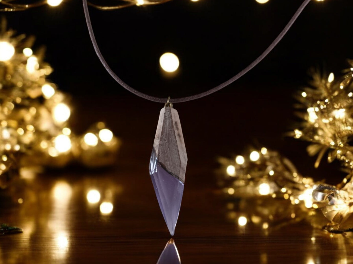 Collier en Résine et Bois "Crête du Crépuscule" - Création Artisanale - Créafun77