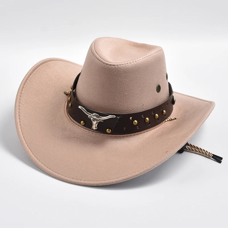 Chapeaux de Cowboy Western en Daim Artificiel, Chapeau de Cowgirl Vintage, Grand Bord, Gentleman Jazz, ixde Vacances, Cosplay