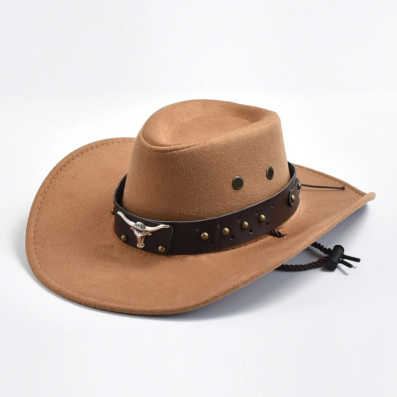 Chapeaux de Cowboy Western en Daim Artificiel, Chapeau de Cowgirl Vintage, Grand Bord, Gentleman Jazz, ixde Vacances, Cosplay