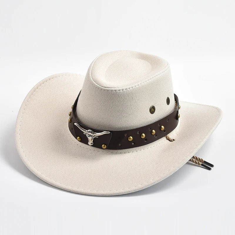 Chapeaux de Cowboy Western en Daim Artificiel, Chapeau de Cowgirl Vintage, Grand Bord, Gentleman Jazz, ixde Vacances, Cosplay