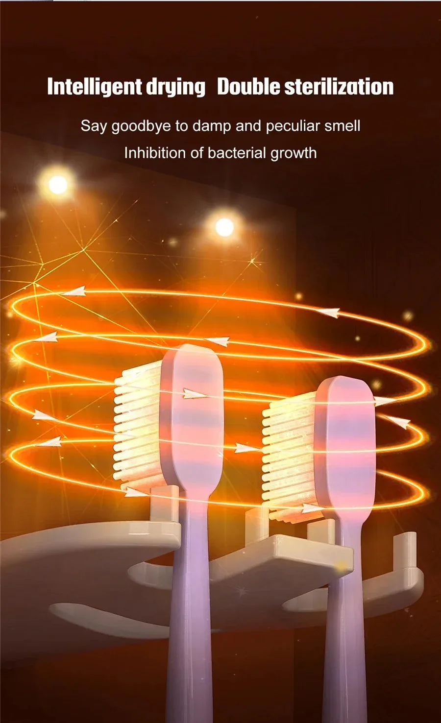 Porte-brosse à dents UV mural et support de rasoir