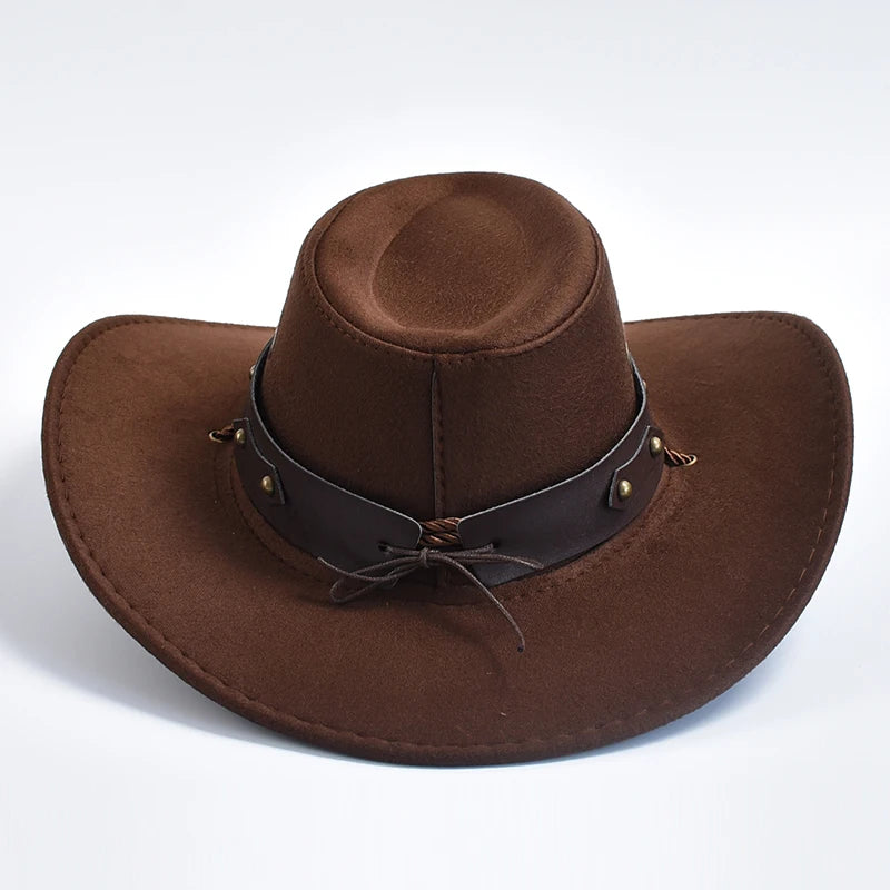 Chapeaux de Cowboy Western en Daim Artificiel, Chapeau de Cowgirl Vintage, Grand Bord, Gentleman Jazz, ixde Vacances, Cosplay
