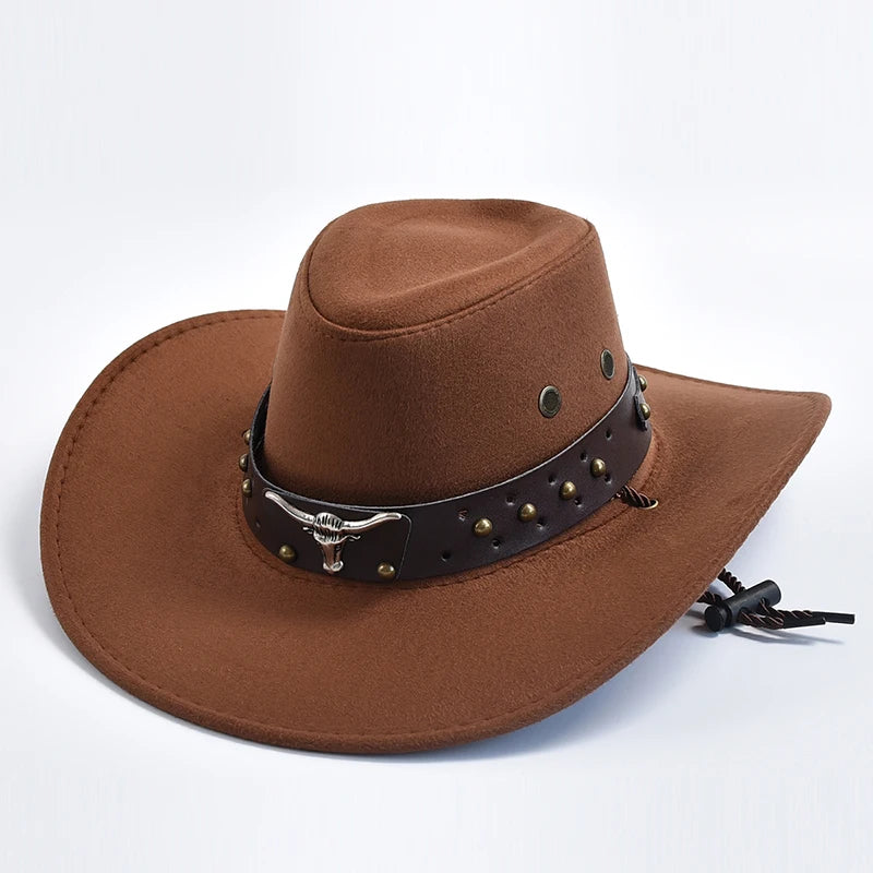 Chapeaux de Cowboy Western en Daim Artificiel, Chapeau de Cowgirl Vintage, Grand Bord, Gentleman Jazz, ixde Vacances, Cosplay