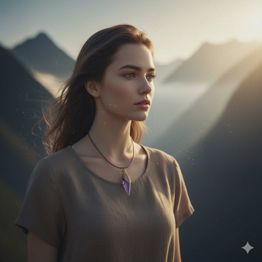 Collier en Résine et Bois "Crête du Crépuscule" - Création Artisanale - Créafun77